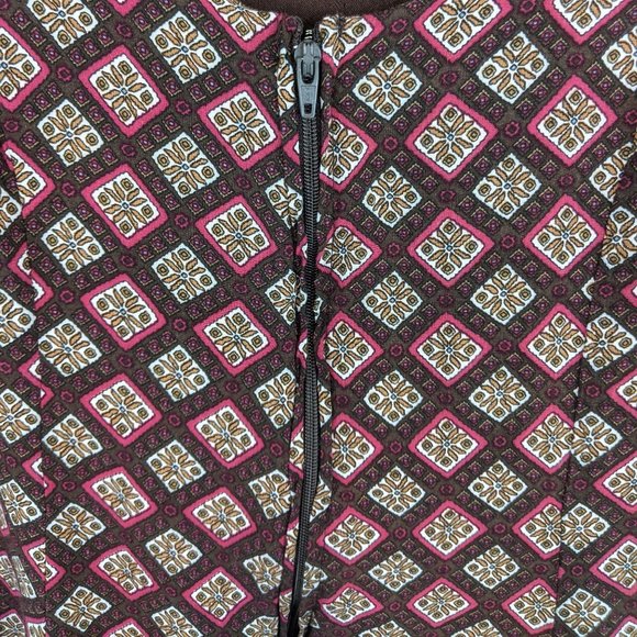 Lucca Urban brown zip front diamond printed long sleeve romper extra small - Picture 9 of 12